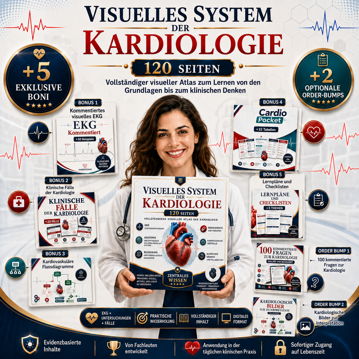 Visuelles Kardiologie-System — das gesamte Material im Überblick